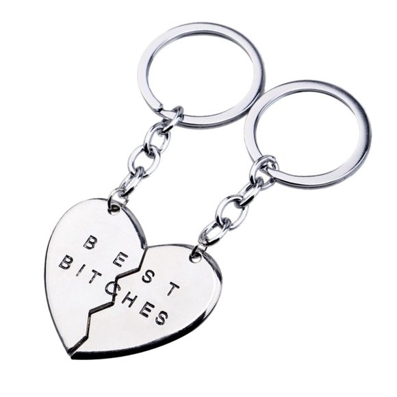 Best B*tches Forever Heart Keychain Set for Best Friends - Picture 3 of 3